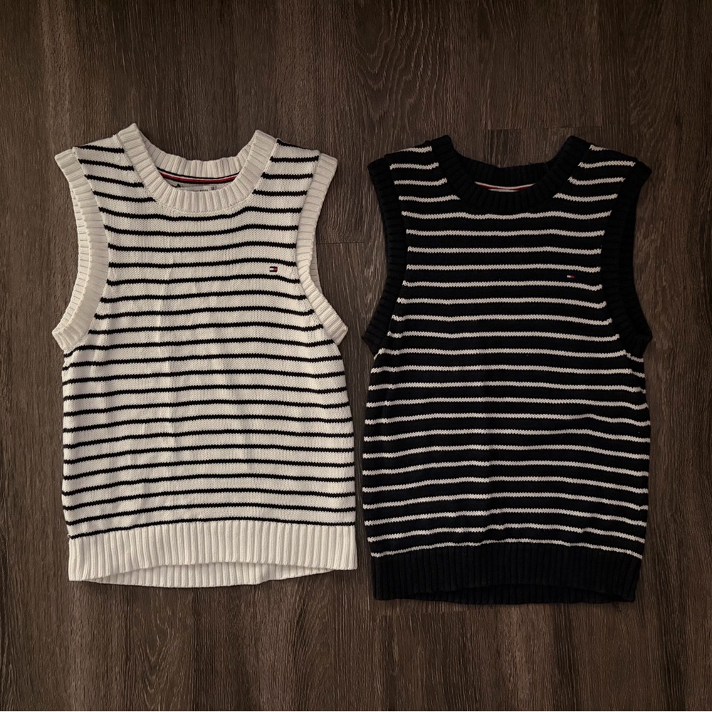 Tommy Hilfiger Striped Sweaters - Navy and White